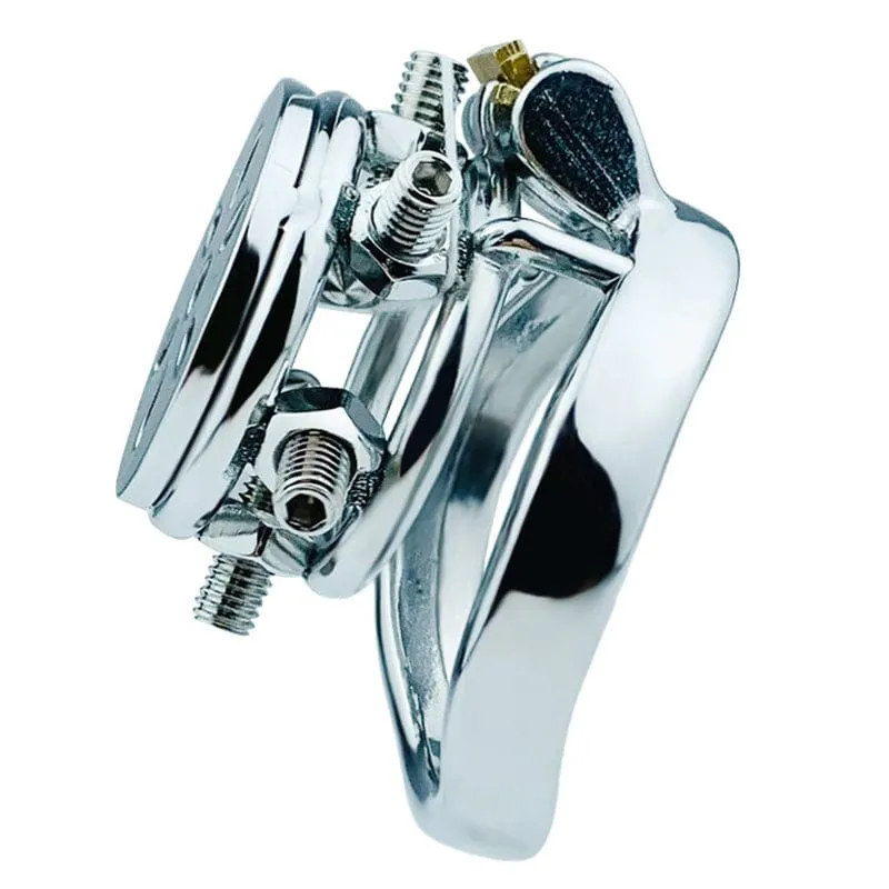 0507M  CBT 6 Adjustable Spikes Manhole Cover Steel Chastity Cock Cage