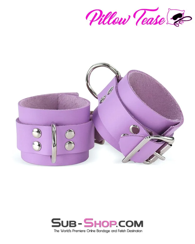 0599A      Purple Passion Leather Bondage Wrist Cuffs