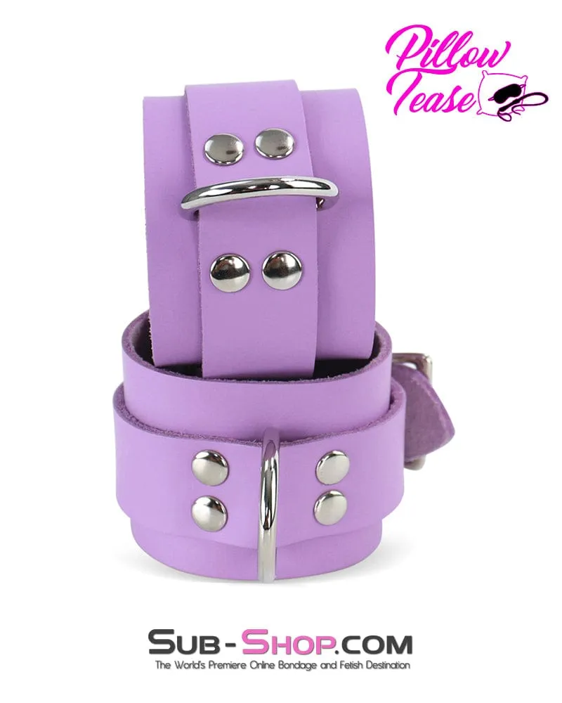 0599A      Purple Passion Leather Bondage Wrist Cuffs