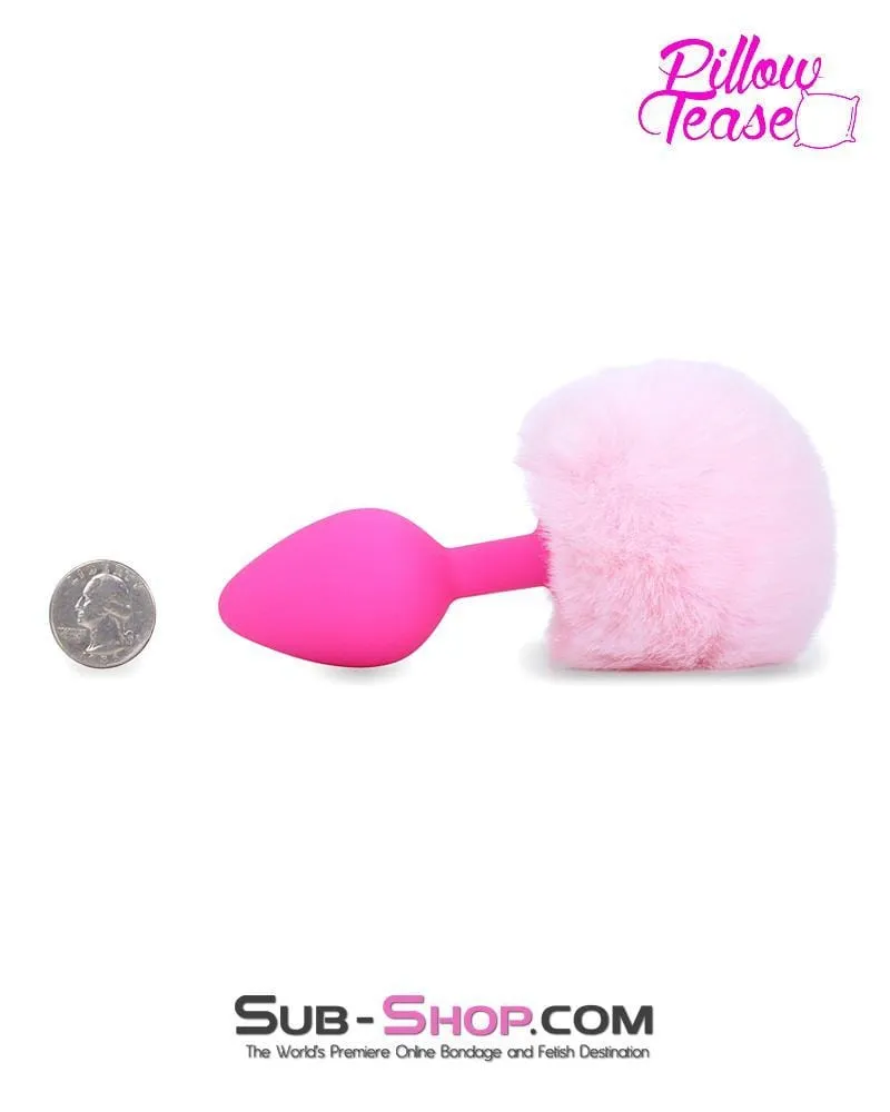 0679E-SIS      Pink Sissy Princess Puff Bunny Butt Medium Hot Pink Silicone Tail Butt Plug