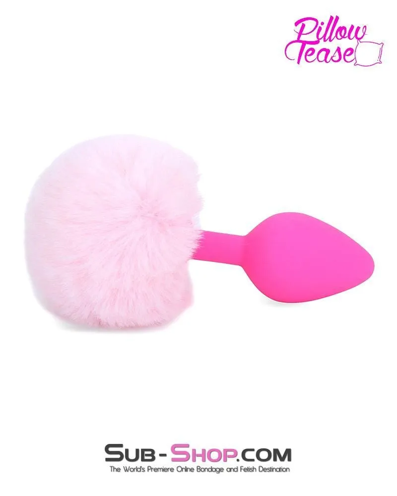 0679E-SIS      Pink Sissy Princess Puff Bunny Butt Medium Hot Pink Silicone Tail Butt Plug