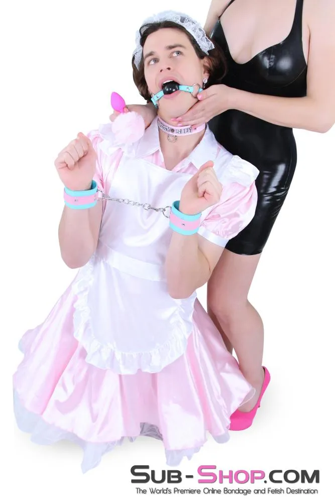 0679E-SIS      Pink Sissy Princess Puff Bunny Butt Medium Hot Pink Silicone Tail Butt Plug