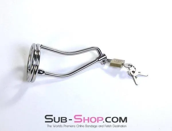 0797HS     Ultimate Slave Cock Control Metal Cock Ring w/ Urethral Sound