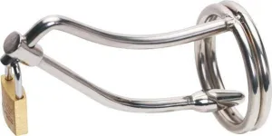 0797HS     Ultimate Slave Cock Control Metal Cock Ring w/ Urethral Sound