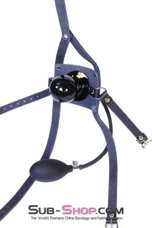 0960A      More Than a Mouthful Black Leather Penis Pump Gag Trainer