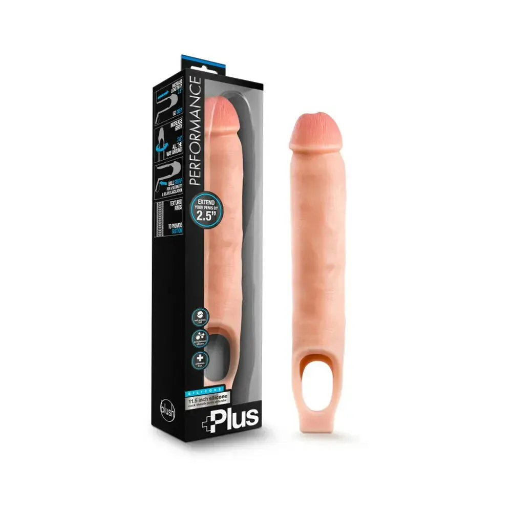 11.5 in. Silicone Cock Sheath Penis Extender Sling Beige