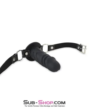1521DL-4      Black Silicone Penis Gag on O-Rings Straps. 4 Gag