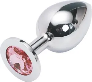 2310HS-SIS      Chromed Steel Crystal Sissy Damsel Anal Plug. Large Plug. Fuchsia Crystal