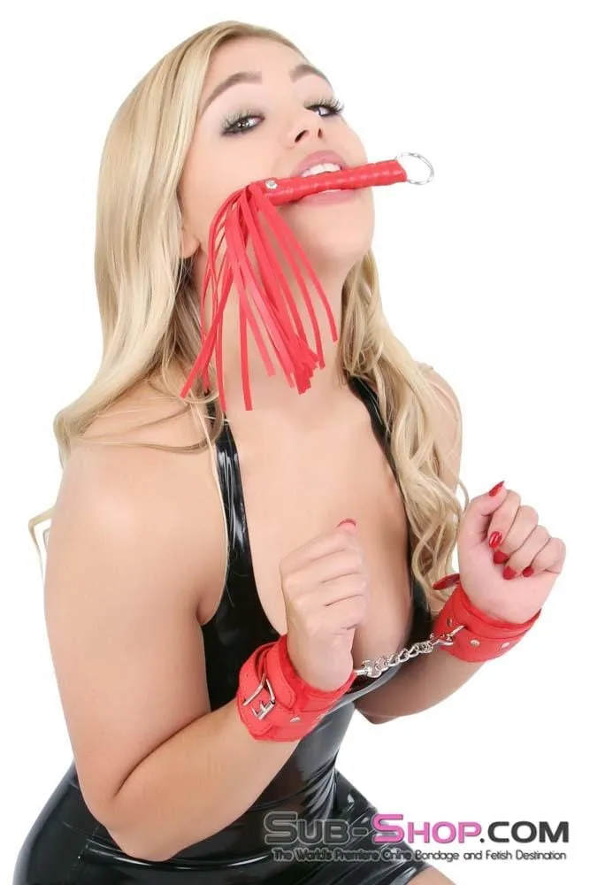 2404DL     Red All Over L'il Whipper 10.5 Leatherette Bondage Whip - SPECIAL OFFER