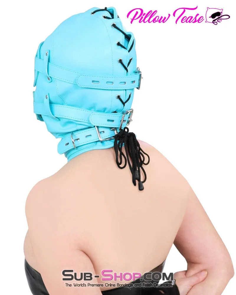 3708RS      Please Sir Diamond Blue Locking Hood with Removable Penis Gag and Blindfold