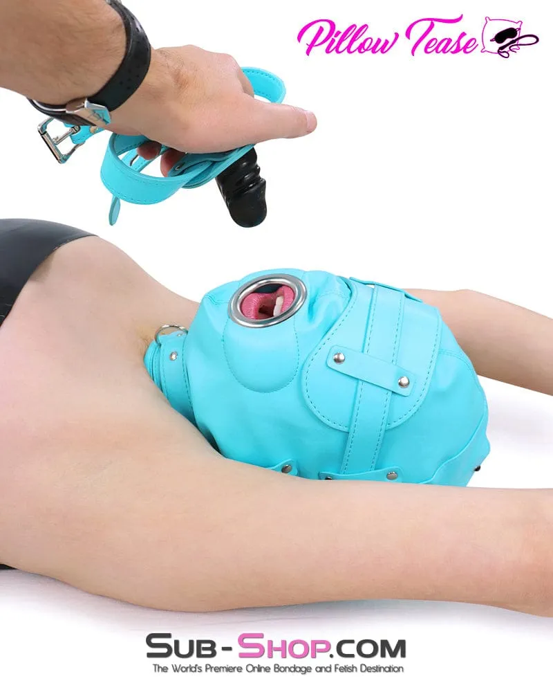 3708RS      Please Sir Diamond Blue Locking Hood with Removable Penis Gag and Blindfold