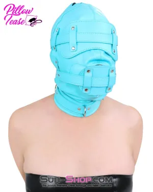 3708RS      Please Sir Diamond Blue Locking Hood with Removable Penis Gag and Blindfold