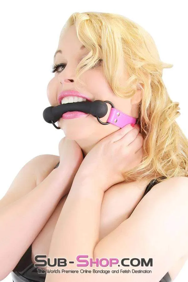 4760RS-SIS      Hot To Trot Sissy Boi Hot Pink Pony Up Rubber Comfort Female BDSM Bit Gag