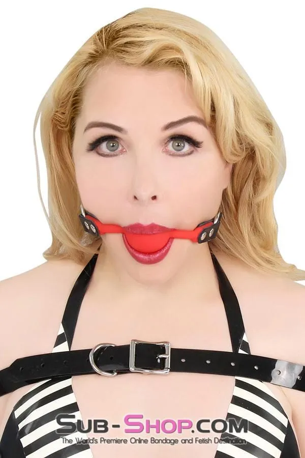 7359A      Silicone Premium Leather Strap Red Ball Gag
