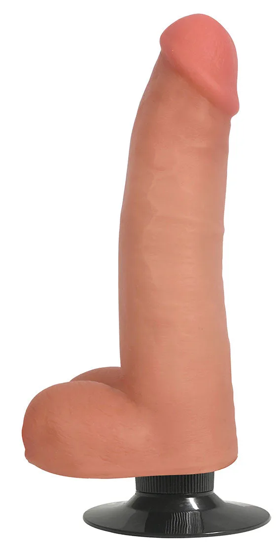 8 Bareskin Vibrating Dildo With Balls Vanilla