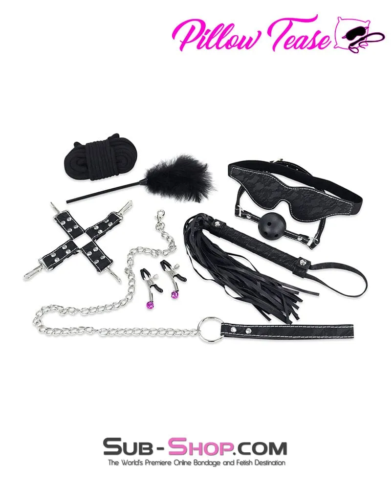 8928DL      Leatherette and Lace 10 Piece Complete Bondage Kit