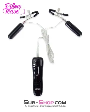9094M-SIS      Pretty Sissy Accessory 7 Function Vibrating Black Feminization Cock and Ball Clamps Set