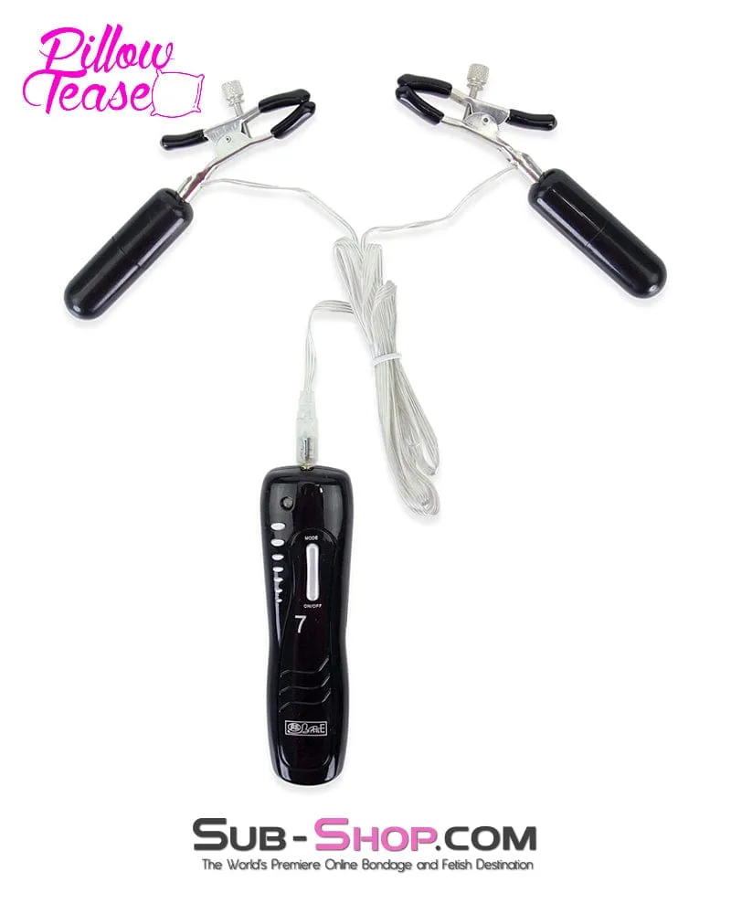 9094M-SIS      Pretty Sissy Accessory 7 Function Vibrating Black Feminization Cock and Ball Clamps Set