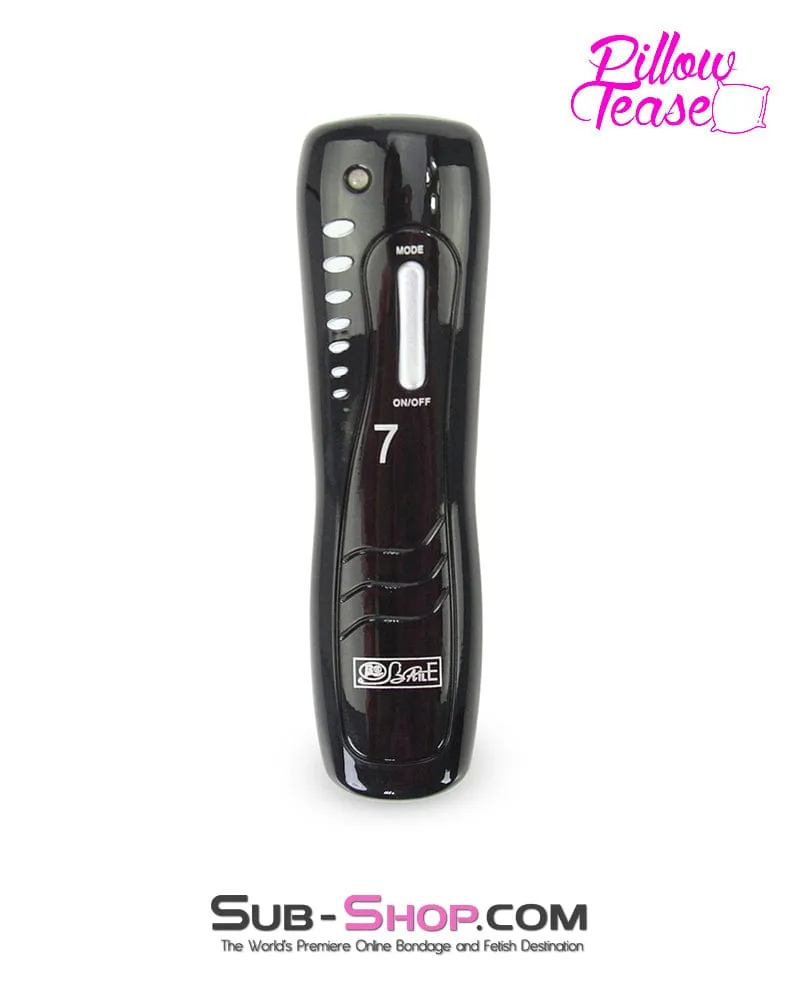 9094M-SIS      Pretty Sissy Accessory 7 Function Vibrating Black Feminization Cock and Ball Clamps Set