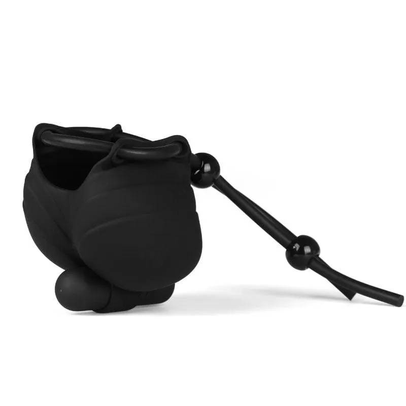 9099M      10 Function Vibrating Silicone Ball Sack with Rubber Cock Tie Cord