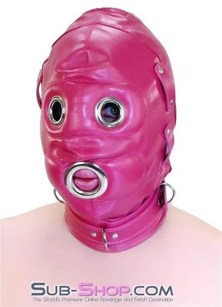 9719DL      Deep Throat Locking Hood with Removable Blindfold and 4 Penis Gag