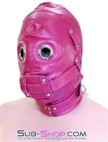 9719DL      Deep Throat Locking Hood with Removable Blindfold and 4 Penis Gag