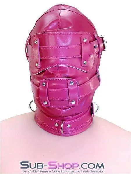 9719DL      Deep Throat Locking Hood with Removable Blindfold and 4 Penis Gag