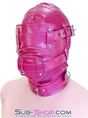 9719DL      Deep Throat Locking Hood with Removable Blindfold and 4 Penis Gag