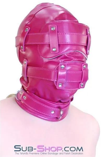 9719DL      Deep Throat Locking Hood with Removable Blindfold and 4 Penis Gag