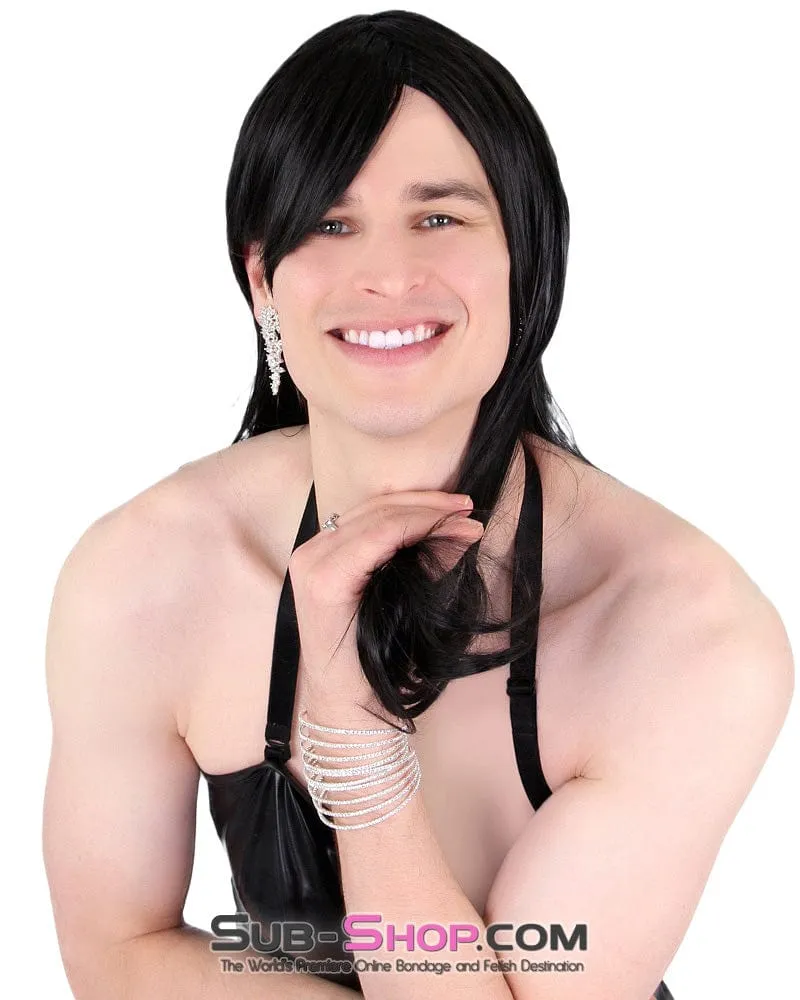 9956AE-SIS      Prissy Sissy Trixie 20 Long Black Straight Wig