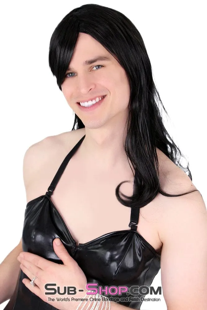 9956AE-SIS      Prissy Sissy Trixie 20 Long Black Straight Wig