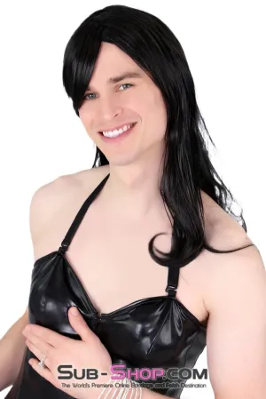 9956AE-SIS      Prissy Sissy Trixie 20 Long Black Straight Wig