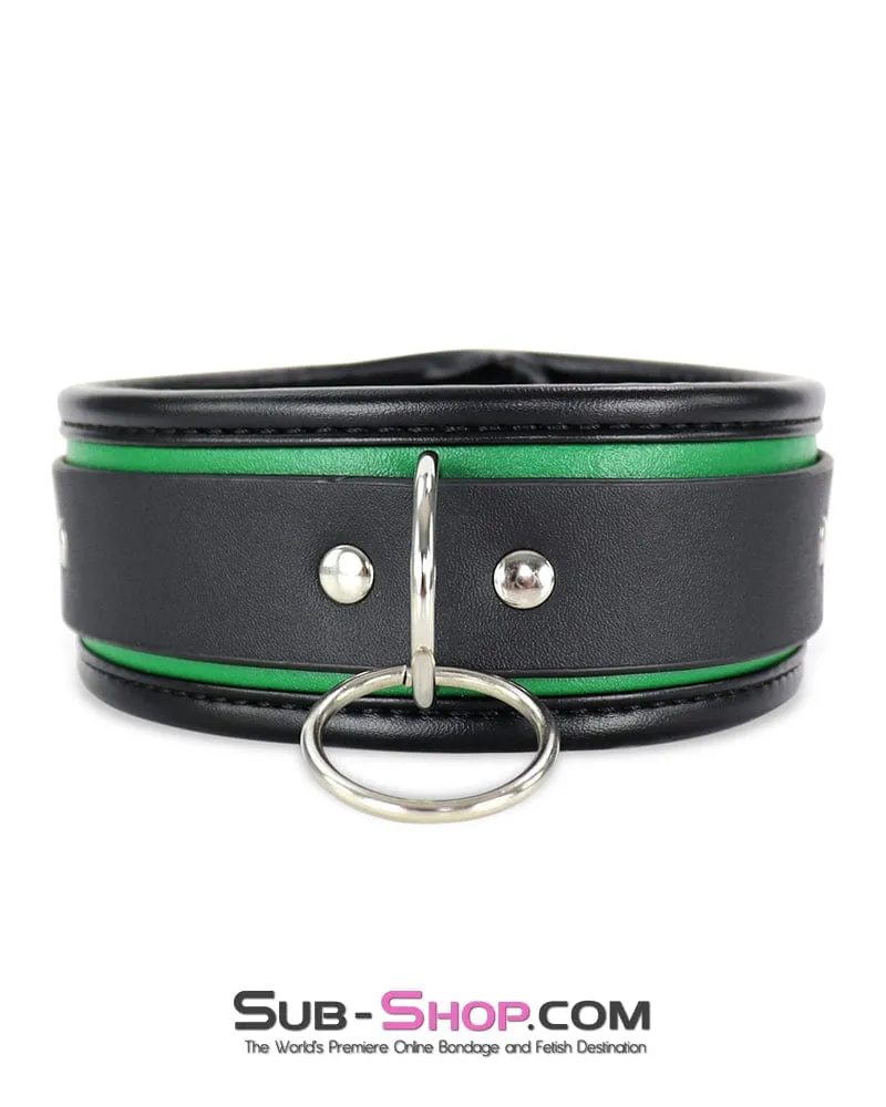 9999DL      Emerald Green Bondage Collar. Wrist Cuffs and Blindfold Set