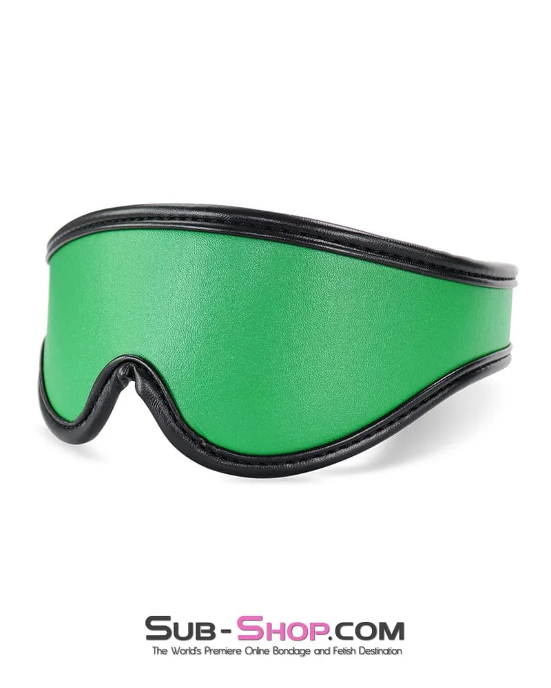 9999DL      Emerald Green Bondage Collar. Wrist Cuffs and Blindfold Set
