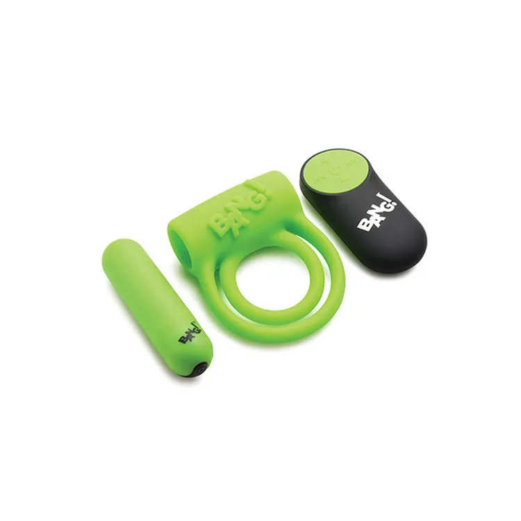 Bang! Glow-in-the-Dark Vibrating Cock Ring with Remote
