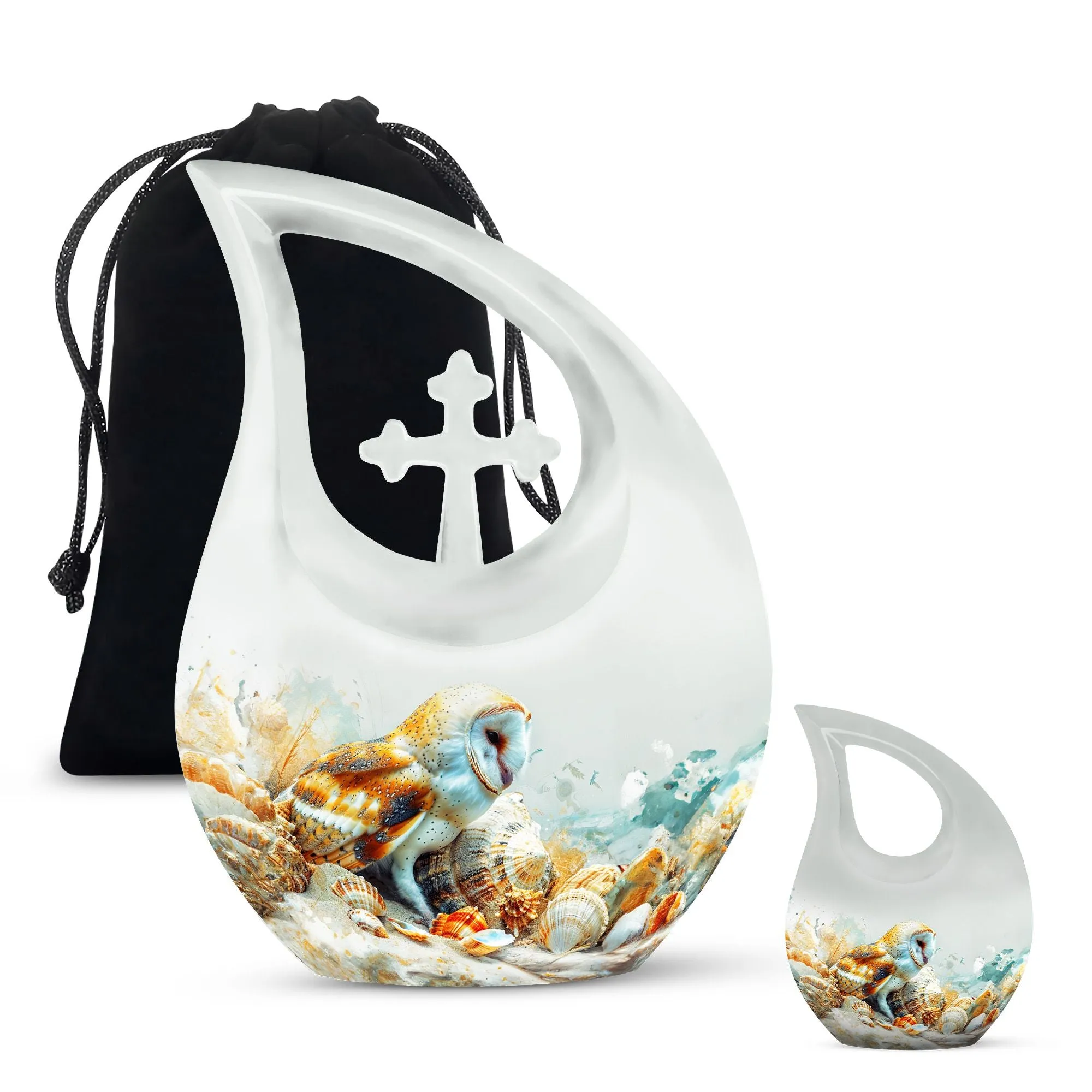 Barn Owl Urn - A Container For Cremated Adult Human Ashes