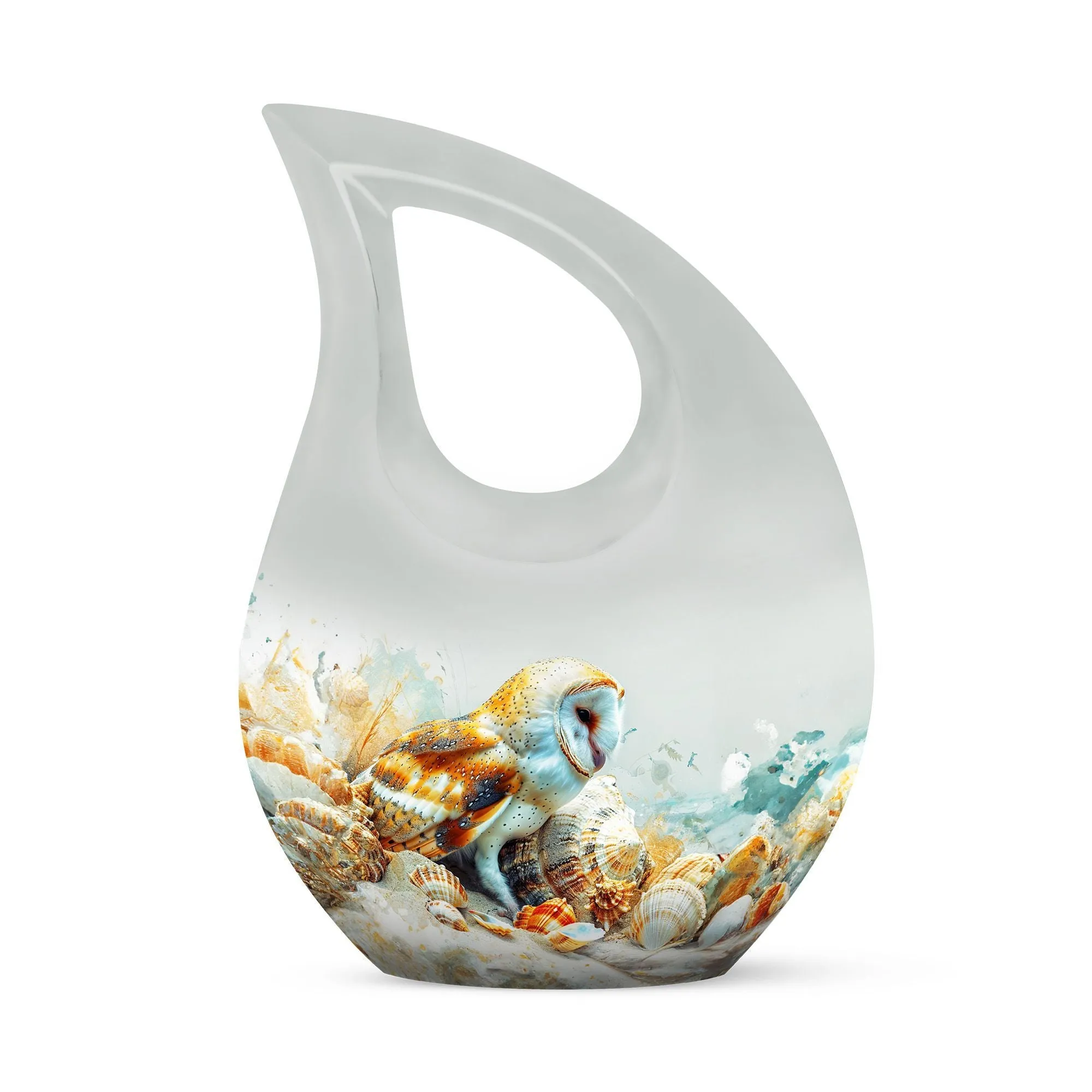 Barn Owl Urn - A Container For Cremated Adult Human Ashes