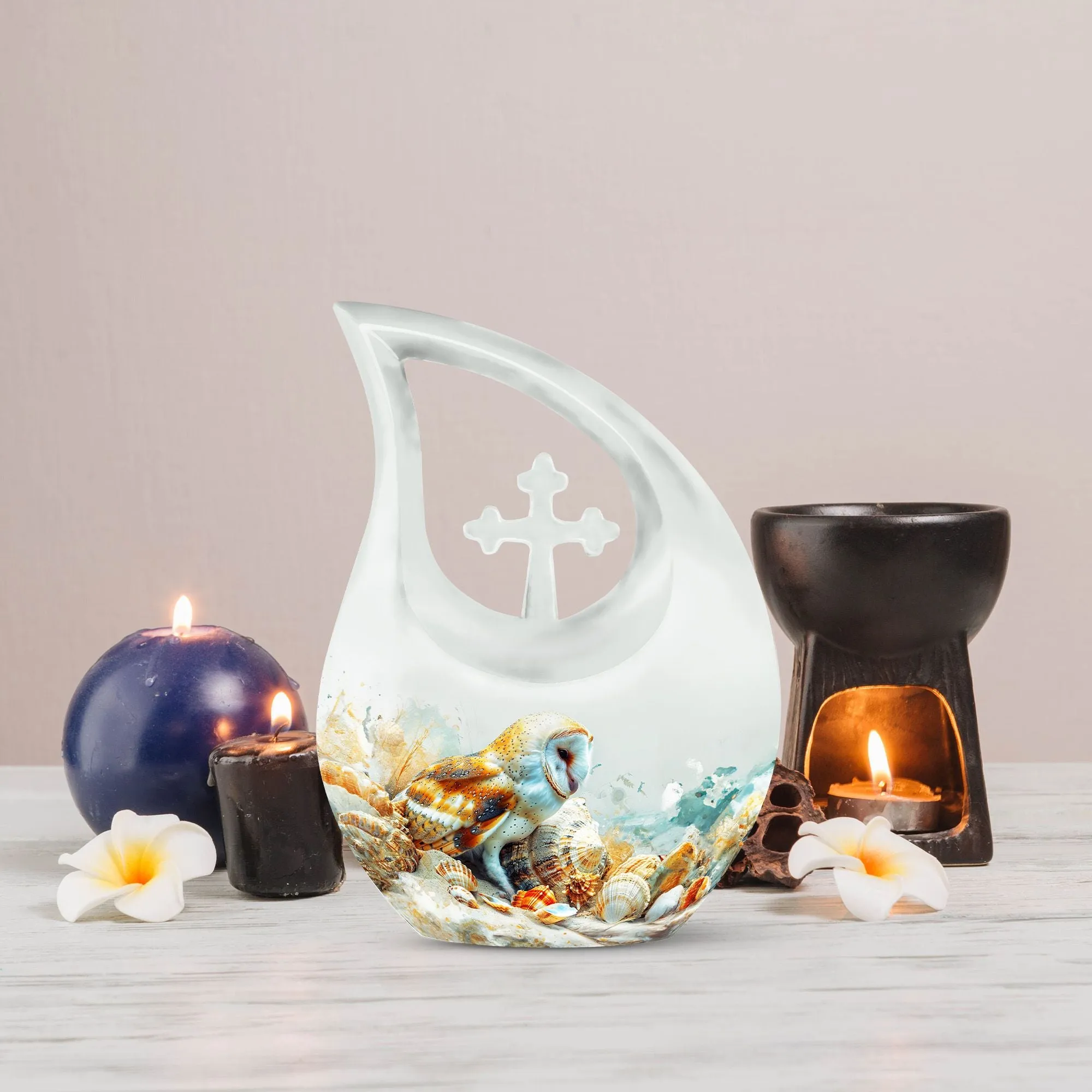 Barn Owl Urn - A Container For Cremated Adult Human Ashes