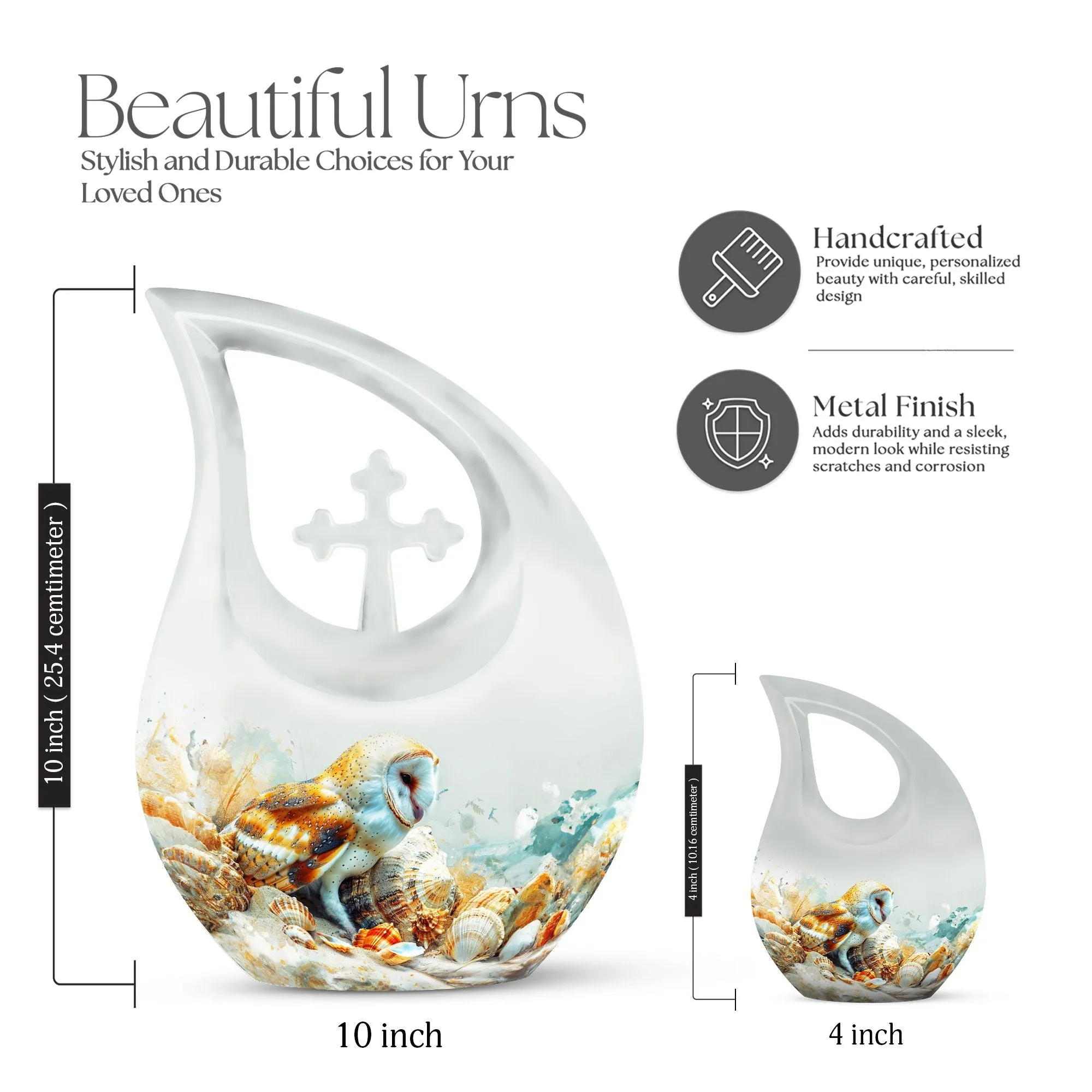 Barn Owl Urn - A Container For Cremated Adult Human Ashes