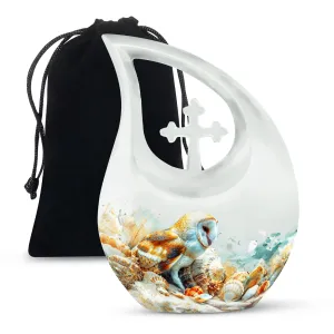 Barn Owl Urn - A Container For Cremated Adult Human Ashes