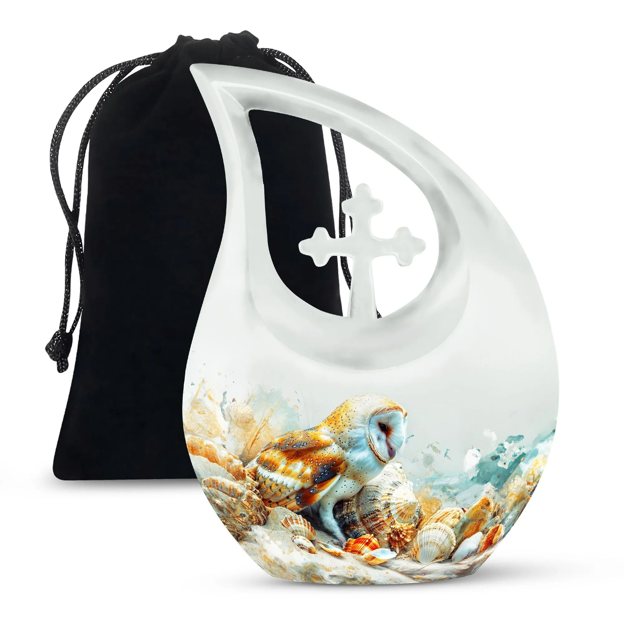Barn Owl Urn - A Container For Cremated Adult Human Ashes