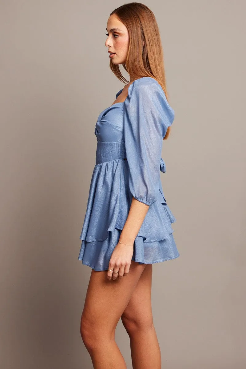 Blue Playsuit Twisted Front