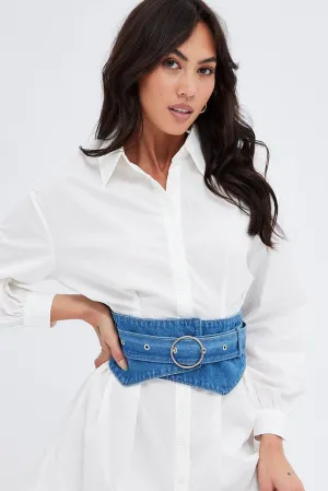 Blue Wide Corset Belt Waistband