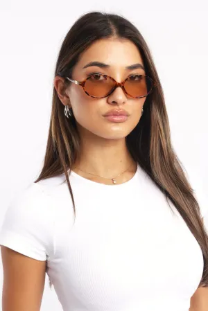 Brown Animal Print Oval Sunglasses