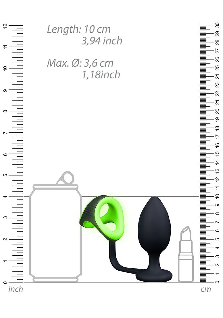 Butt Plug With Cock Ring & Ball Strap - Glow In The Dark