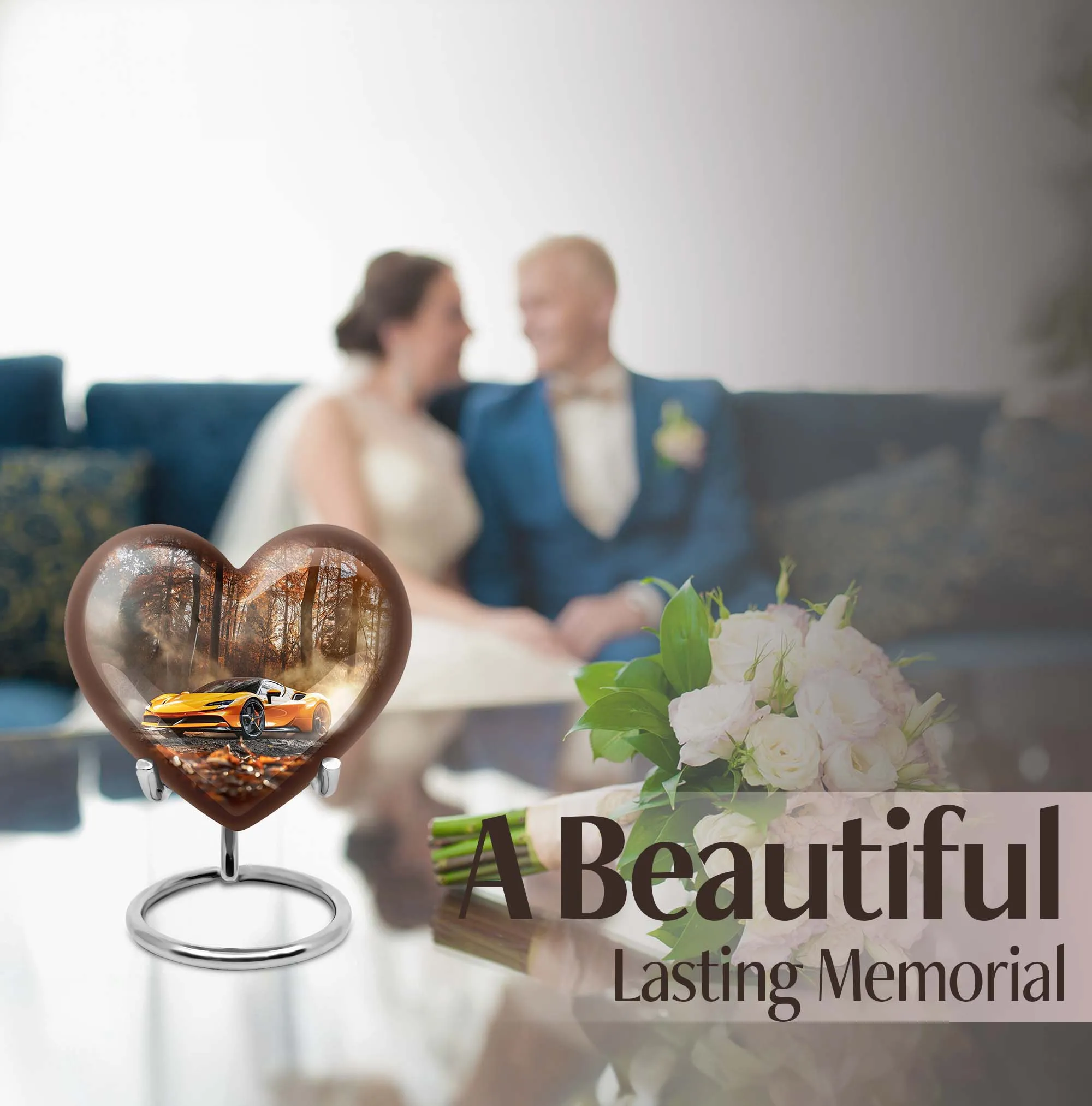 Car Heart Memorial Urn for Adult Male - Tribute to Loved Ones