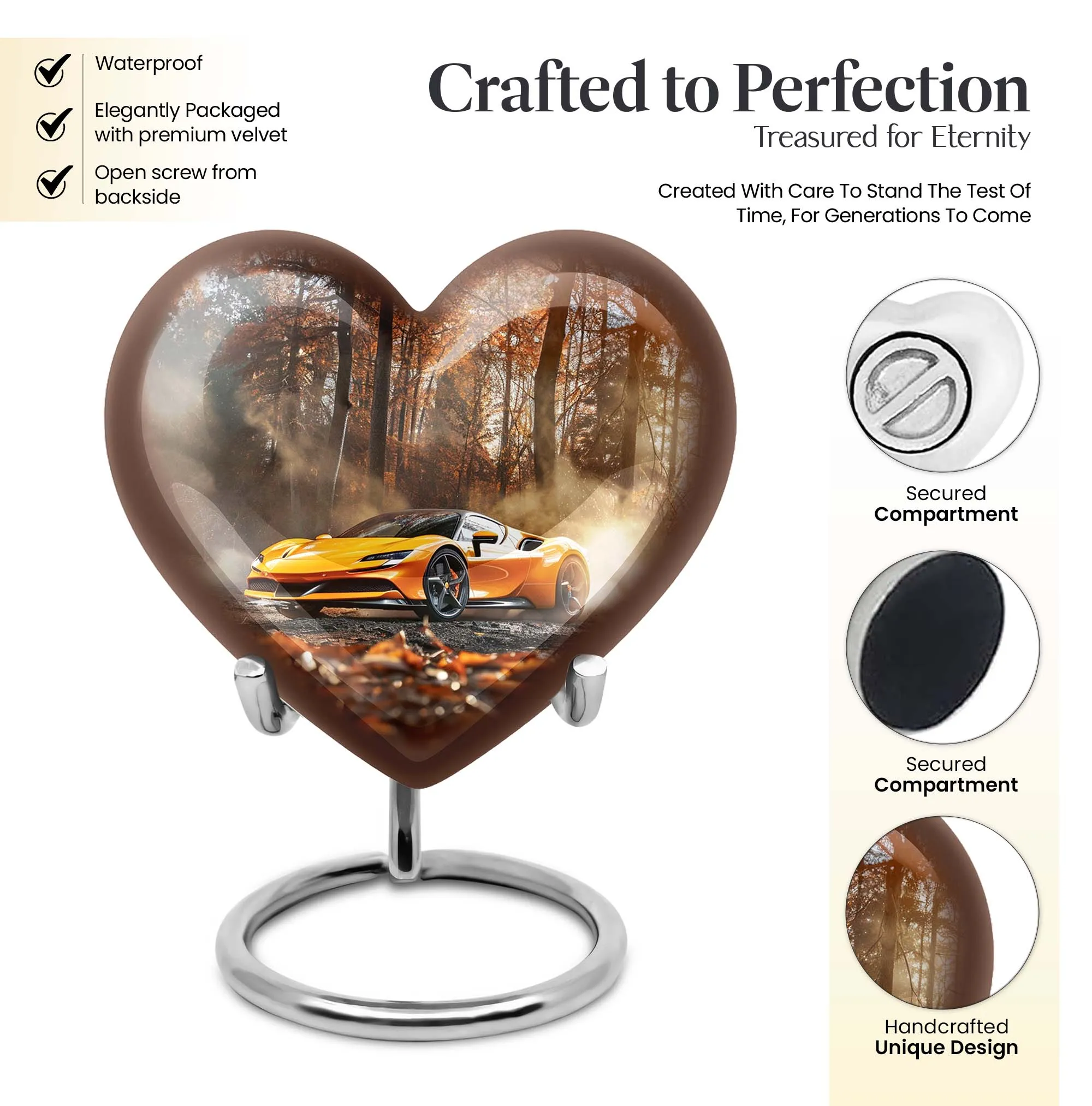 Car Heart Memorial Urn for Adult Male - Tribute to Loved Ones