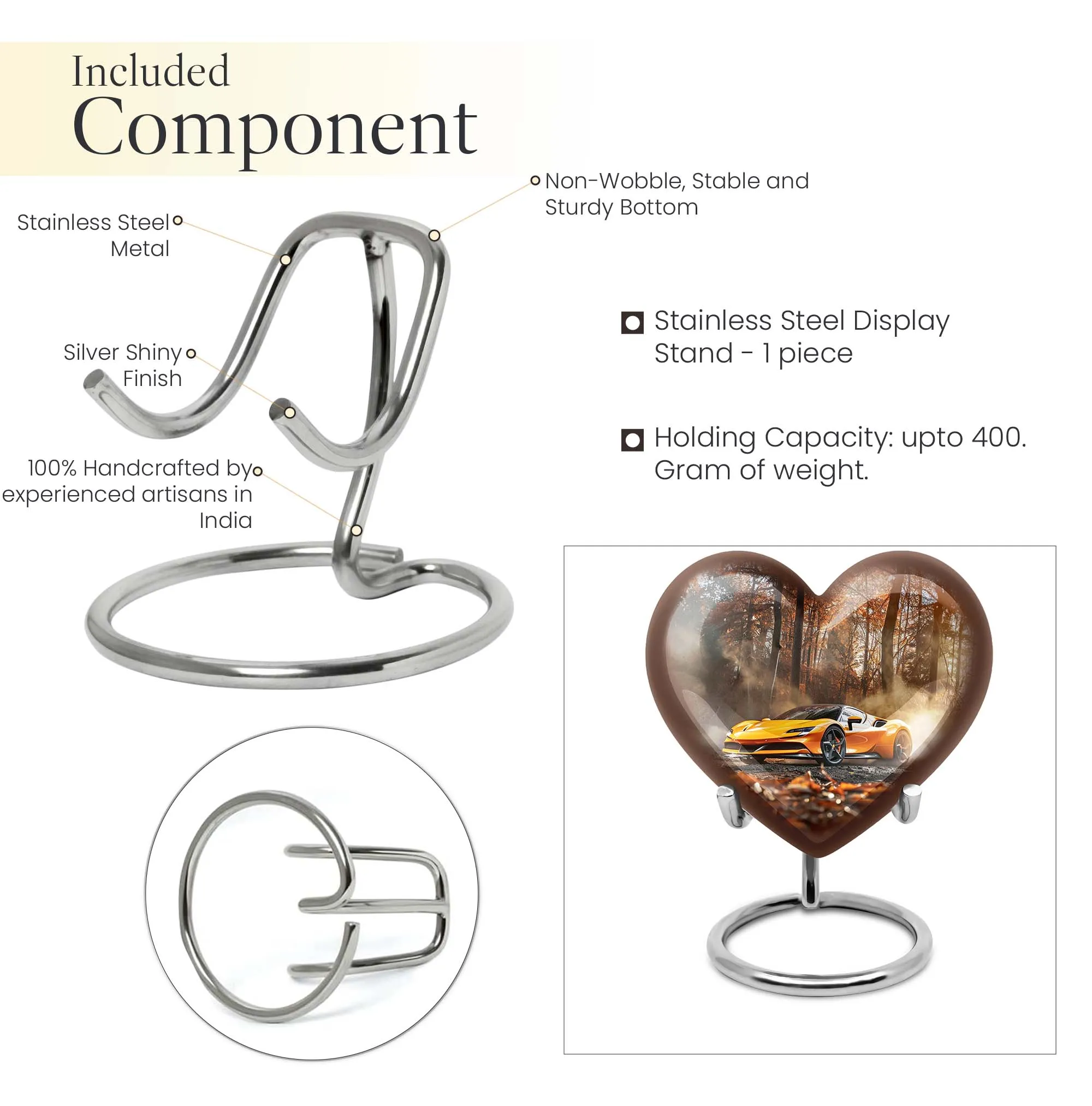 Car Heart Memorial Urn for Adult Male - Tribute to Loved Ones