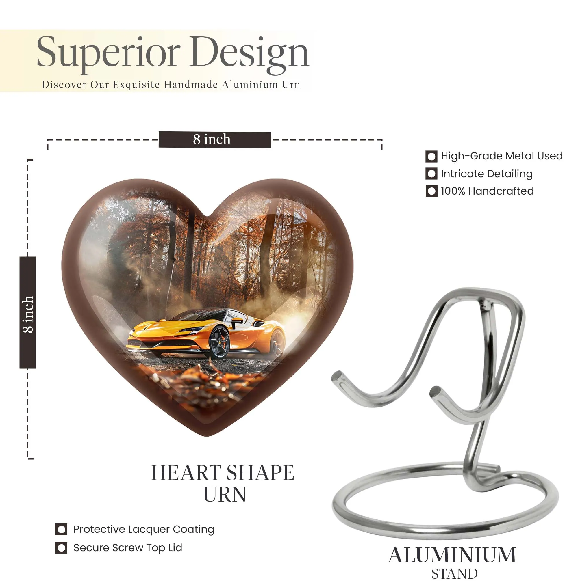 Car Heart Memorial Urn for Adult Male - Tribute to Loved Ones