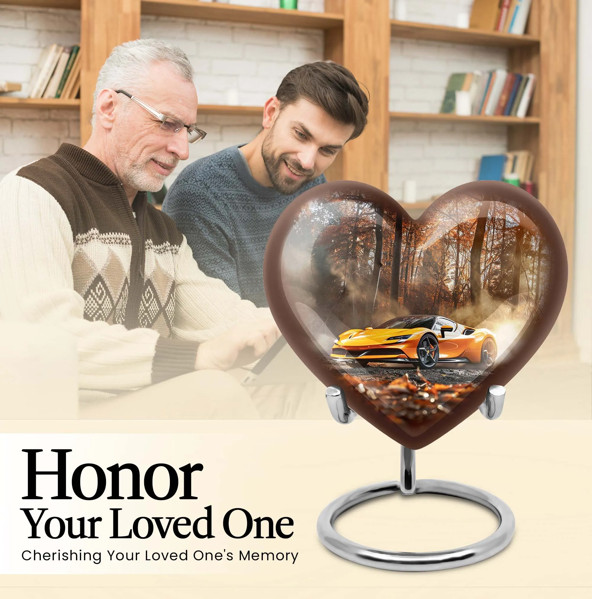 Car Heart Memorial Urn for Adult Male - Tribute to Loved Ones